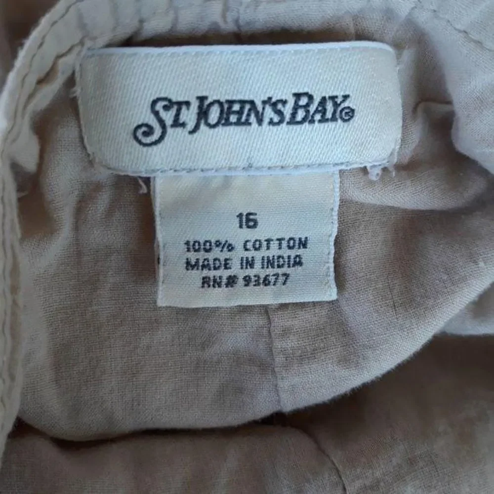 Vtg St. John's Bay Peasant Scalloped Eyelet Cutout‎ Hem Drop Waist Skirt Sz 16